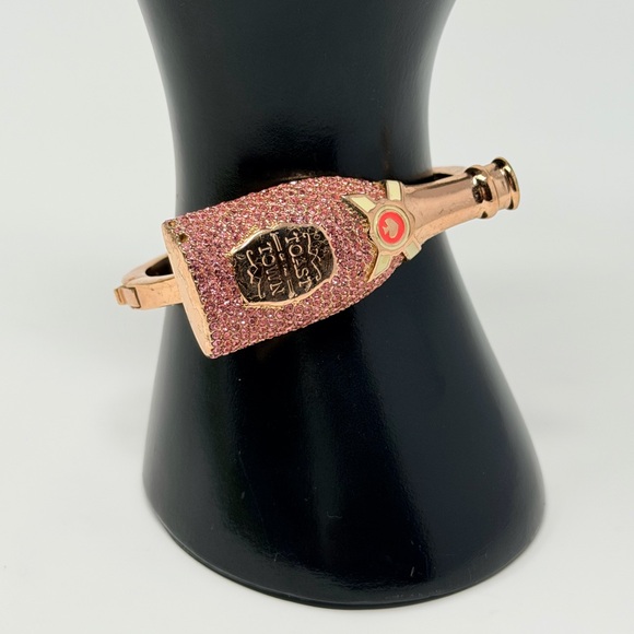 Kate Spade Champagne Bottle Bracelet Dainty Pink Jewelry Bridal Rose Gold Bangle - Picture 3 of 17